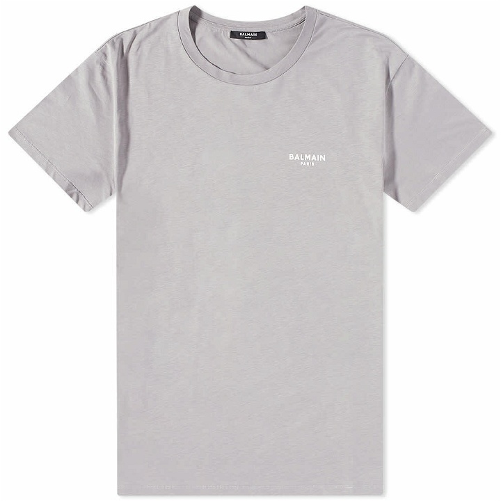 Photo: Balmain Men's Eco Logo T-Shirt in Grey/White
