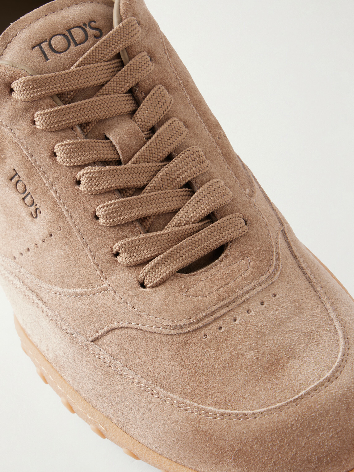 Tod's - Panelled Leather-Trimmed Suede Sneakers - Brown