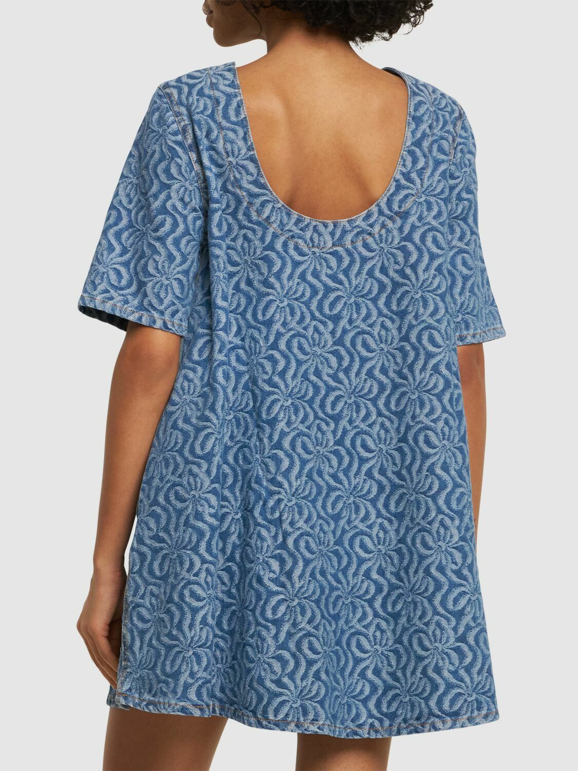 GANNI - Jacquard Cotton Denim A-line Mini Dress GANNI