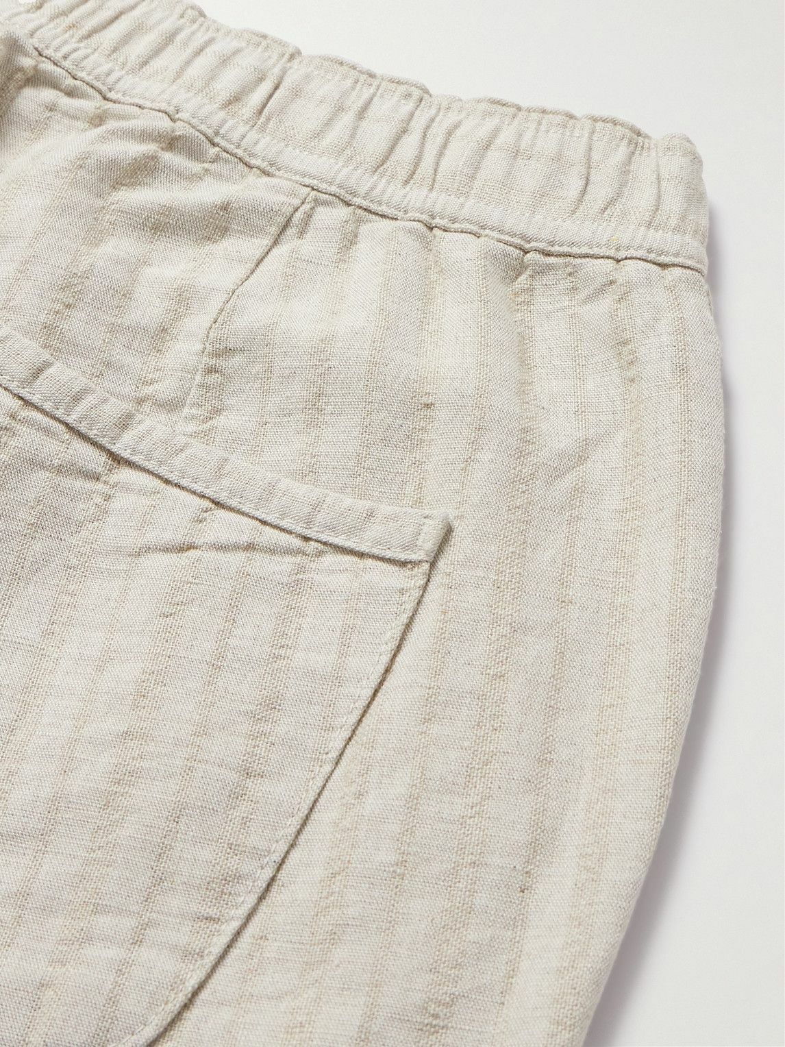 Oliver Spencer - Osborne Straight-Leg Striped Linen and Cotton-Blend Shorts - Neutrals