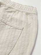 Oliver Spencer - Osborne Straight-Leg Striped Linen and Cotton-Blend Shorts - Neutrals