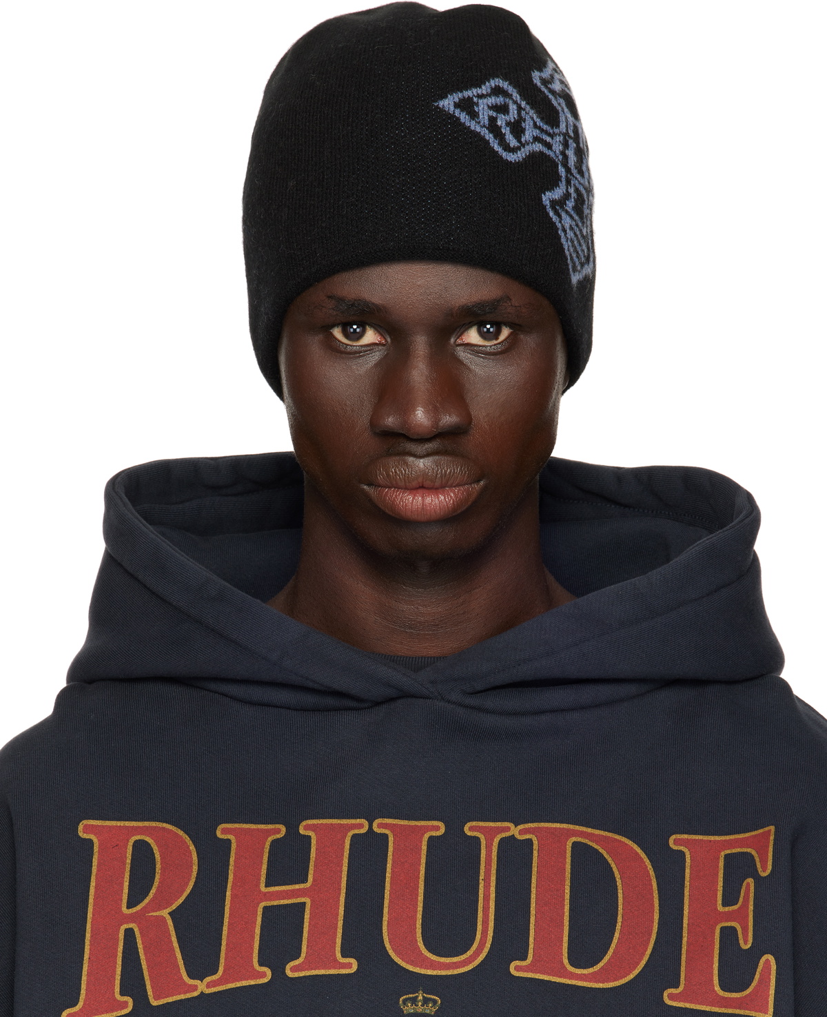 CROSS LOGO KNITTED BEANIE – R H U D E