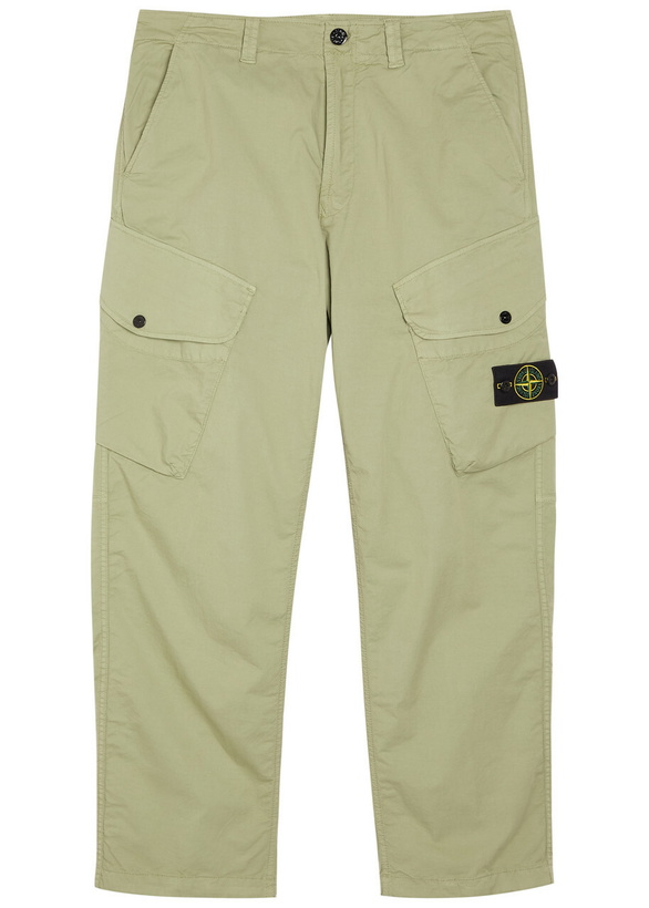 Photo: Stone Island Logo-appliquéd Stretch-cotton Cargo Trousers Green Light