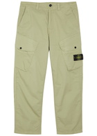 Stone Island Logo-appliquéd Stretch-cotton Cargo Trousers Green Light