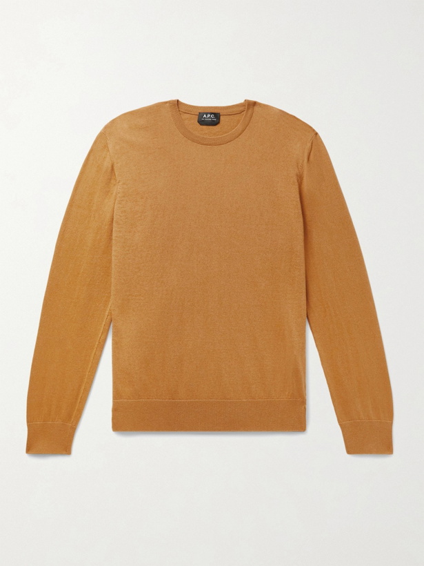 Photo: A.P.C. - Julien Slim-Fit Cotton and Cashmere-Blend Sweater - Yellow