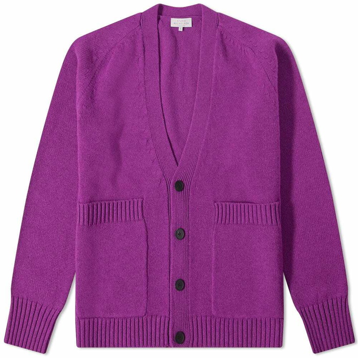 Photo: Studio Nicholson Men's Sen Lambswool Knit Cardigan in Foxglove