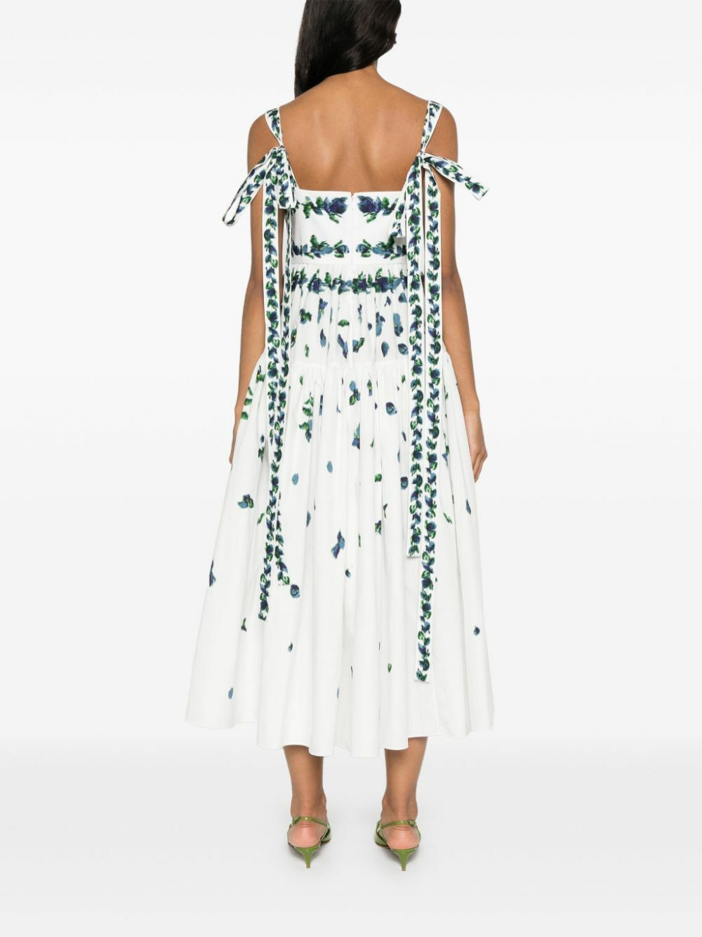 ERDEM White Floral Print Cotton Dress Erdem