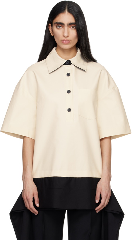 Photo: Entire Studios Off-White Extended Trim Polo