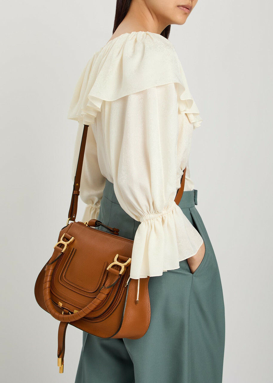 Chloe Marcie Small Grained Leather Shoulder bag - Tan - One Size
