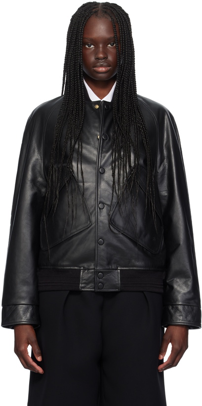 Photo: Victoria Beckham Black Varsity Leather Jacket