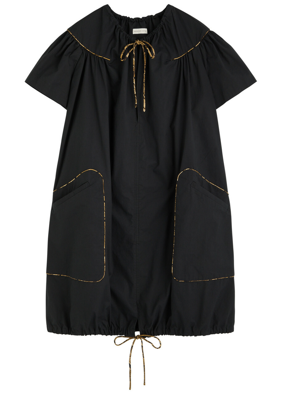 Dries Van Noten Dattia Cotton-poplin Mini Dress Black