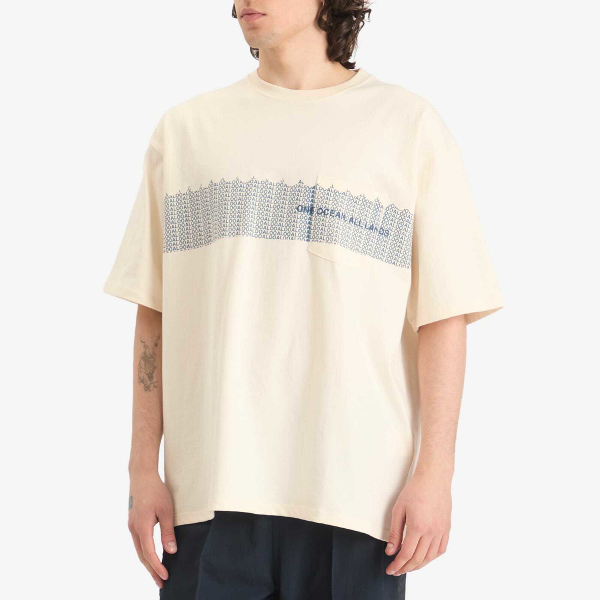 Nanamica Men's OOAL Graphic Pocket T-Shirt in Ivory