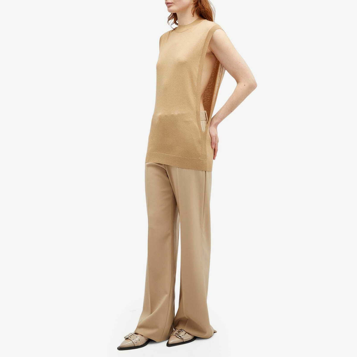Sportmax Women's Odissea Sleeveless Knitted Top in Beige