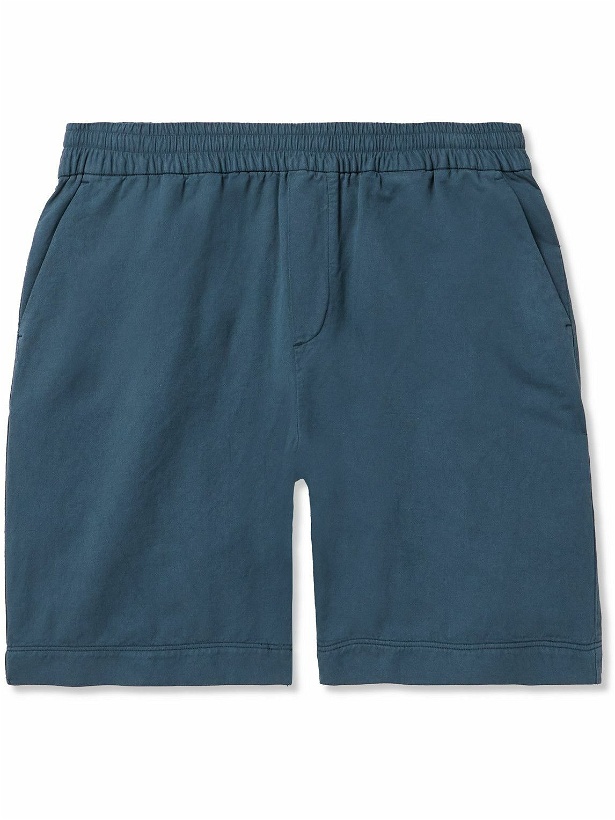 Photo: Sunspel - Straight-Leg Garment-Dyed Cotton and Linen-Blend Shorts - Blue