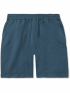 Sunspel - Straight-Leg Garment-Dyed Cotton and Linen-Blend Shorts - Blue