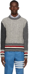 Thom Browne Wool RWB Stripe Cable Sweater
