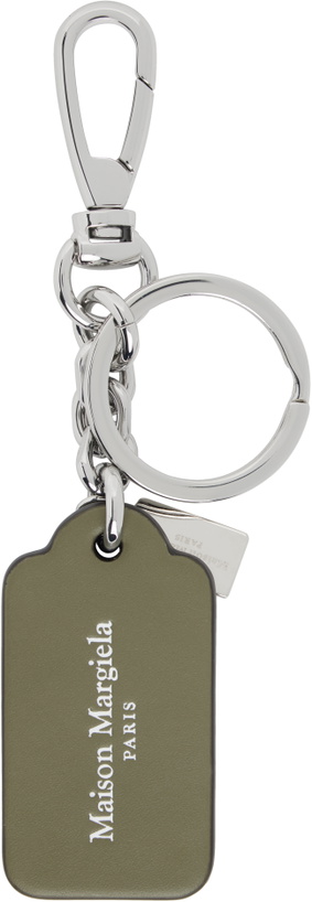 Photo: Maison Margiela Silver & Khaki Double Tag Small Keychain