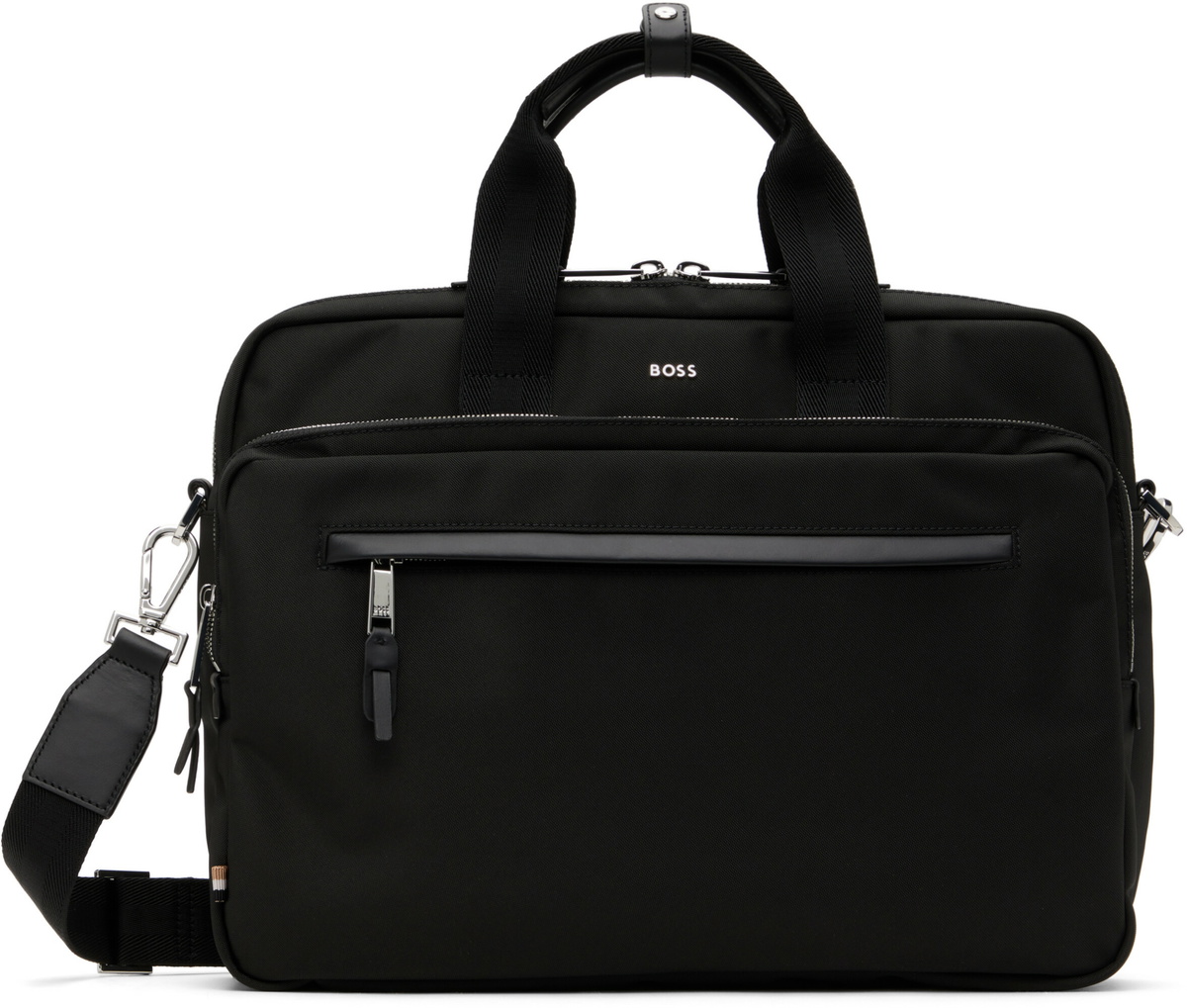 BOSS Black Removable Shoulder Strap Document Briefcase