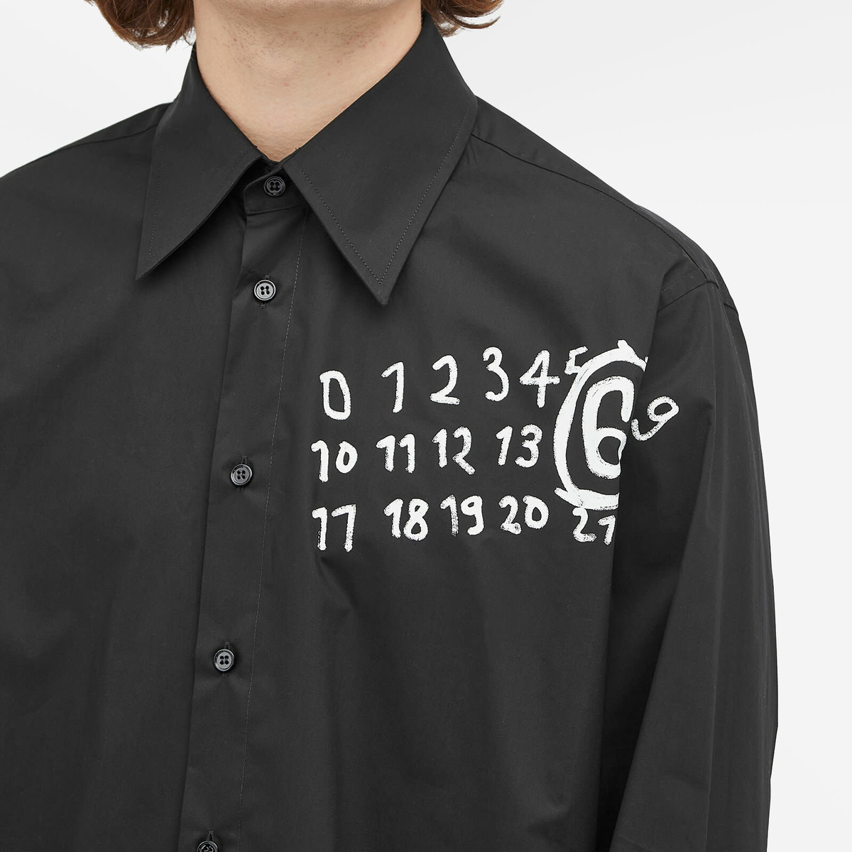 MM6 Maison Margiela Men's Number Logo Shirt in Black MM6 Maison