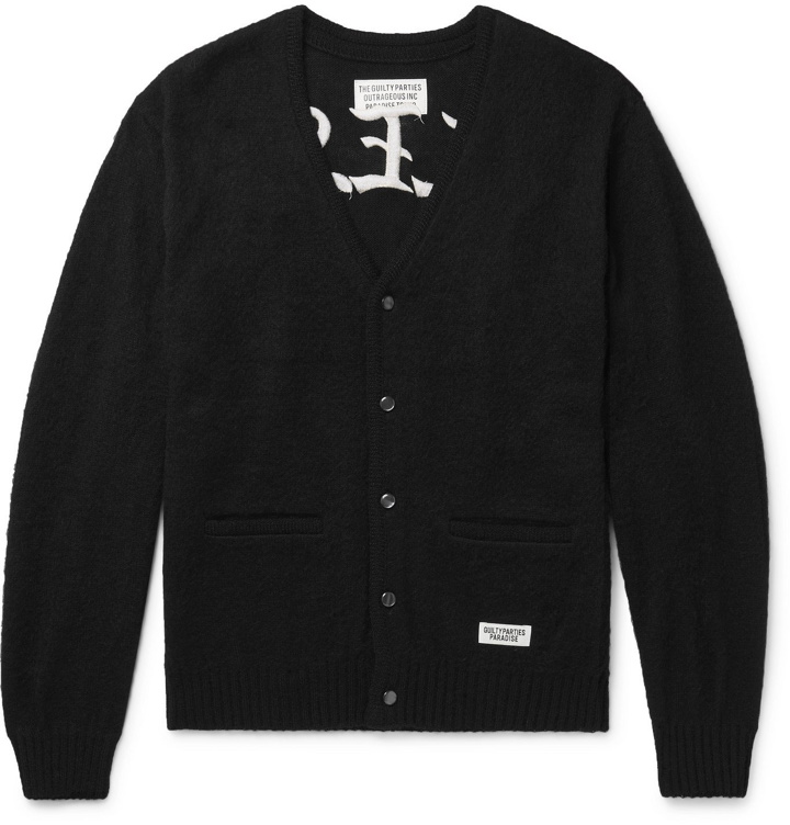 Photo: Wacko Maria - Embroidered Knitted Cardigan - Black