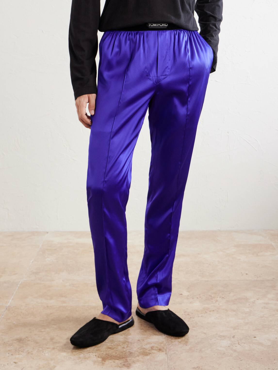 TOM FORD - Silk-Blend Satin Pyjama Trousers - Purple