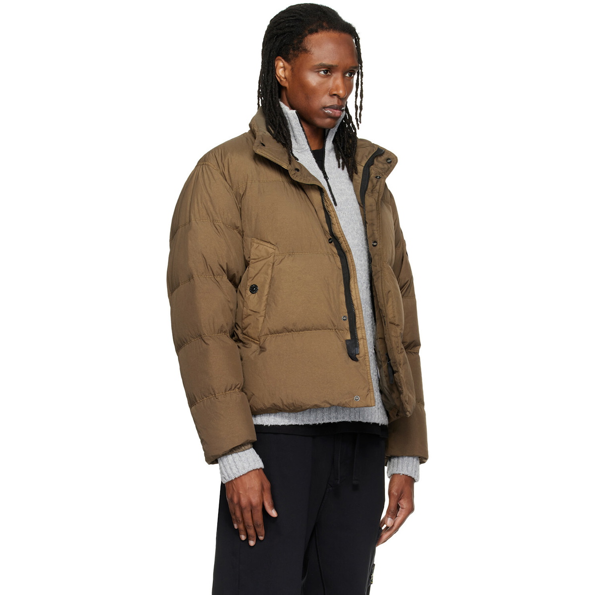 Stone Island Khaki 4100109 Crinkle Reps NY Down Jacket