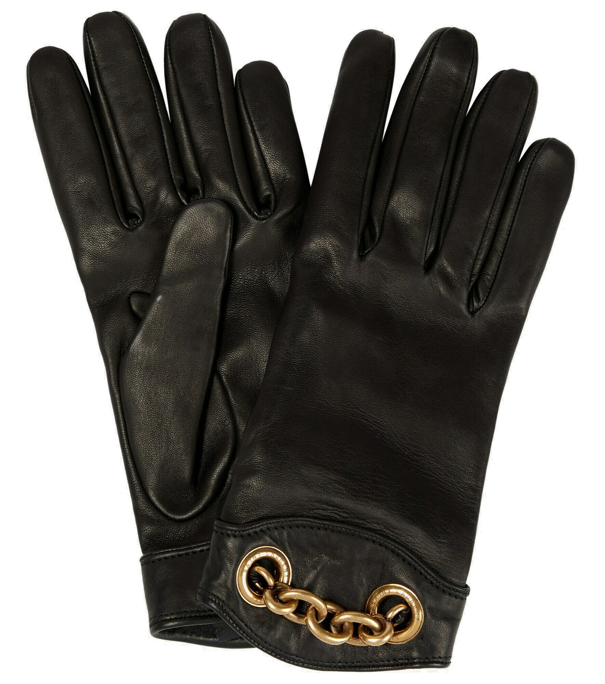 Saint Laurent - Chain-detail leather gloves Saint Laurent
