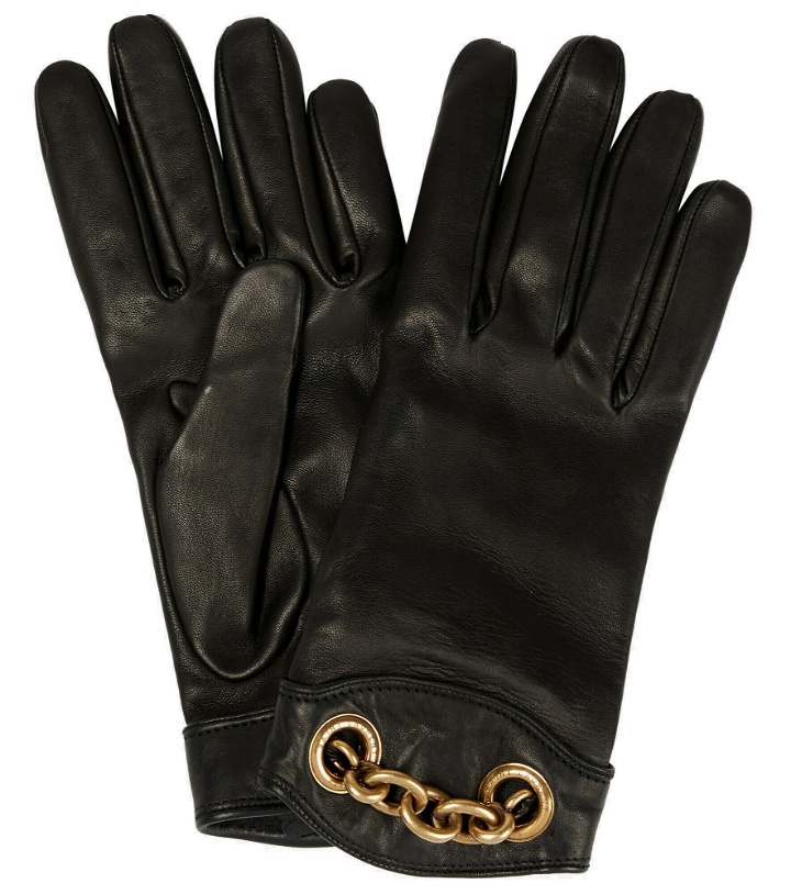 Photo: Saint Laurent - Embellished leather gloves