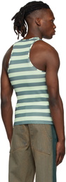 Mowalola Green Striped Love Me Tank Top