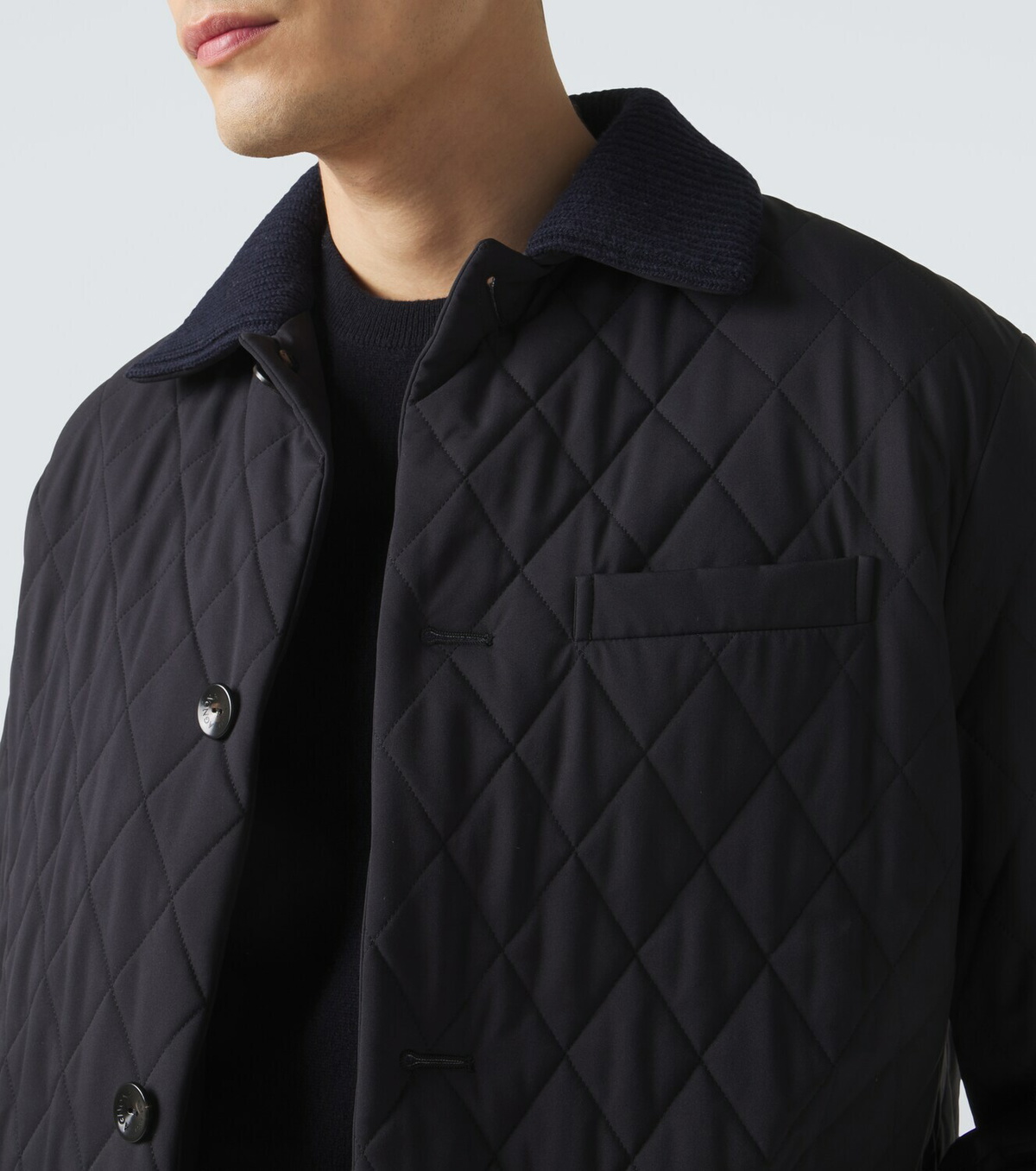 Agnona Quilted wool-trimmed jacket