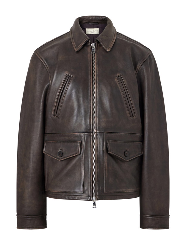 Photo: Officine Générale - Mori Leather Jacket - Brown