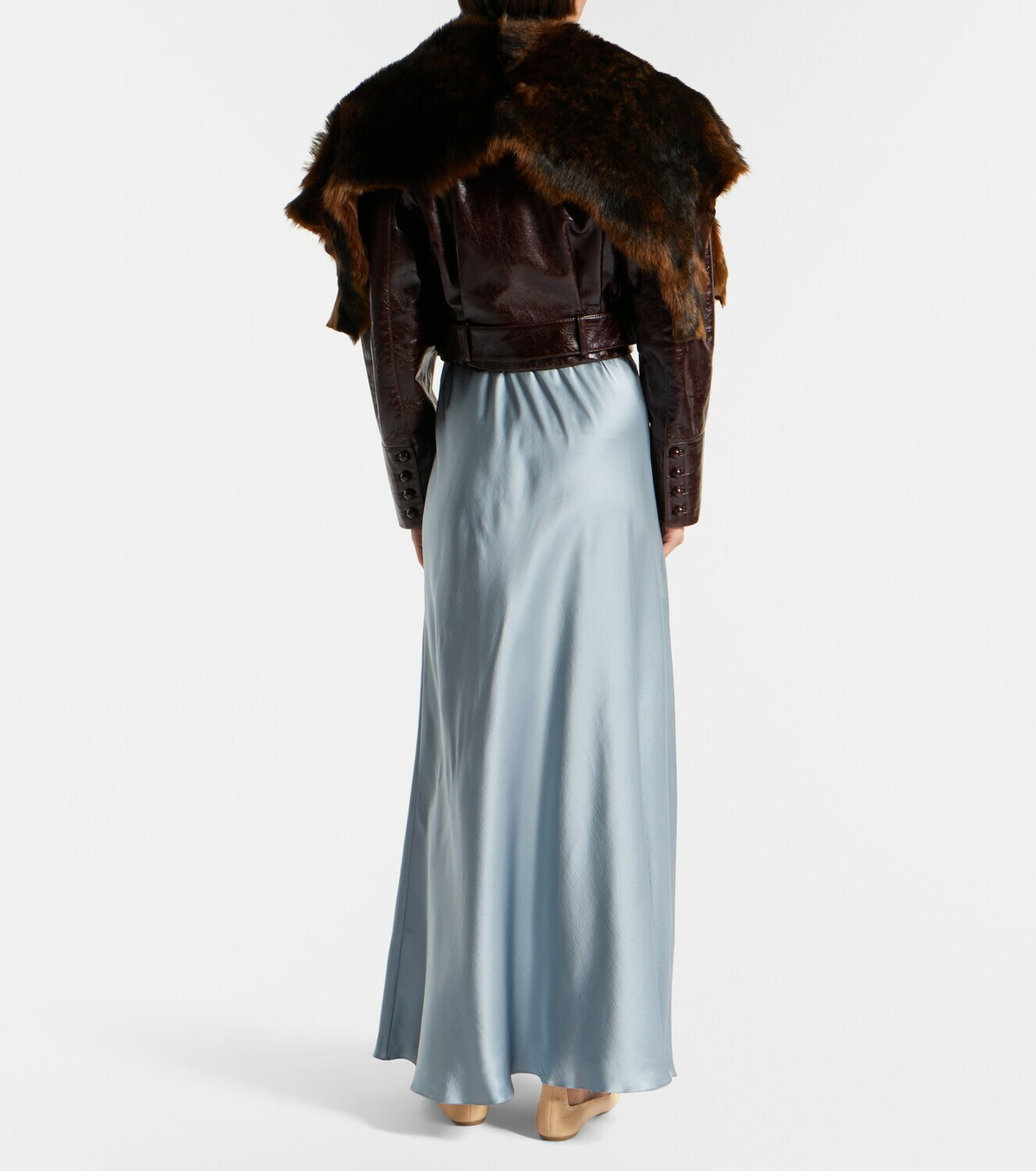 Chloé Cropped shearling-trimmed leather jacket