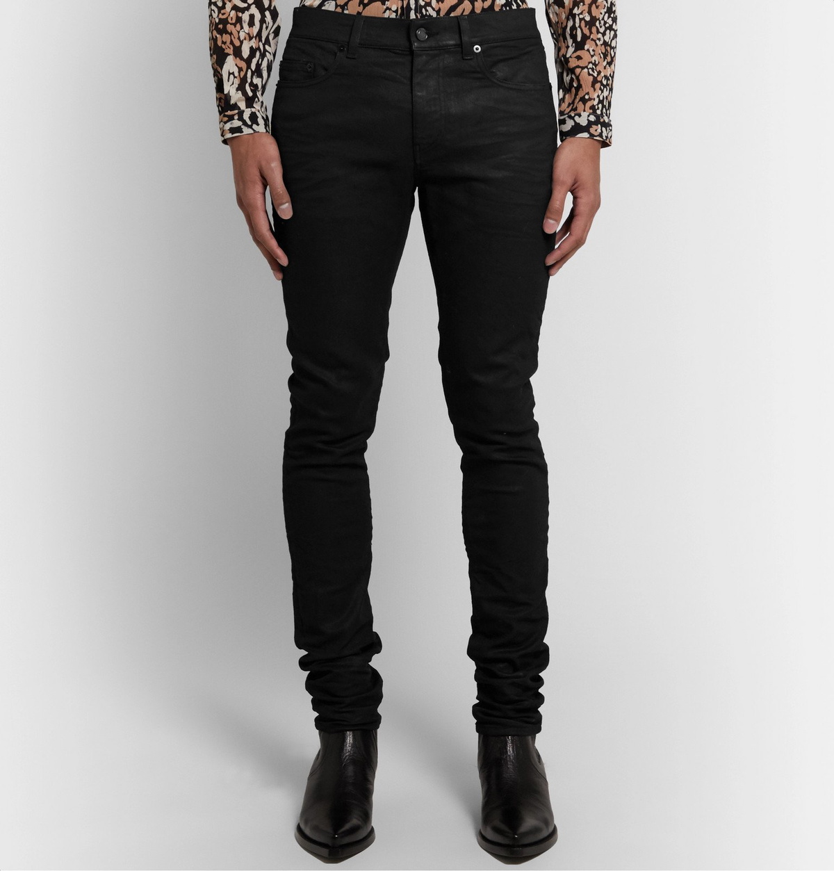 SAINT LAURENT - Skinny-Fit Coated-Denim Jeans - Black Saint Laurent
