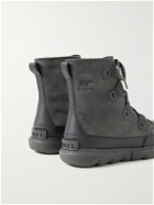 Sorel - Explorer Leather-Trimmed Suede Boots - Gray