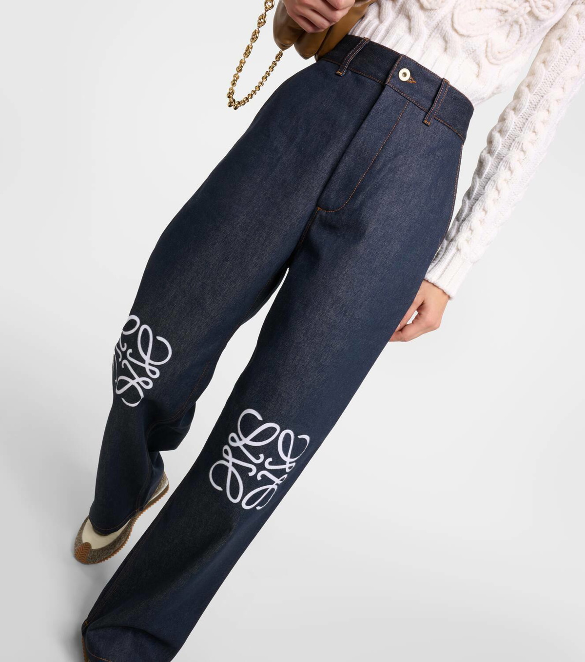 Anagram high-rise wide-leg jeans in blue - Loewe