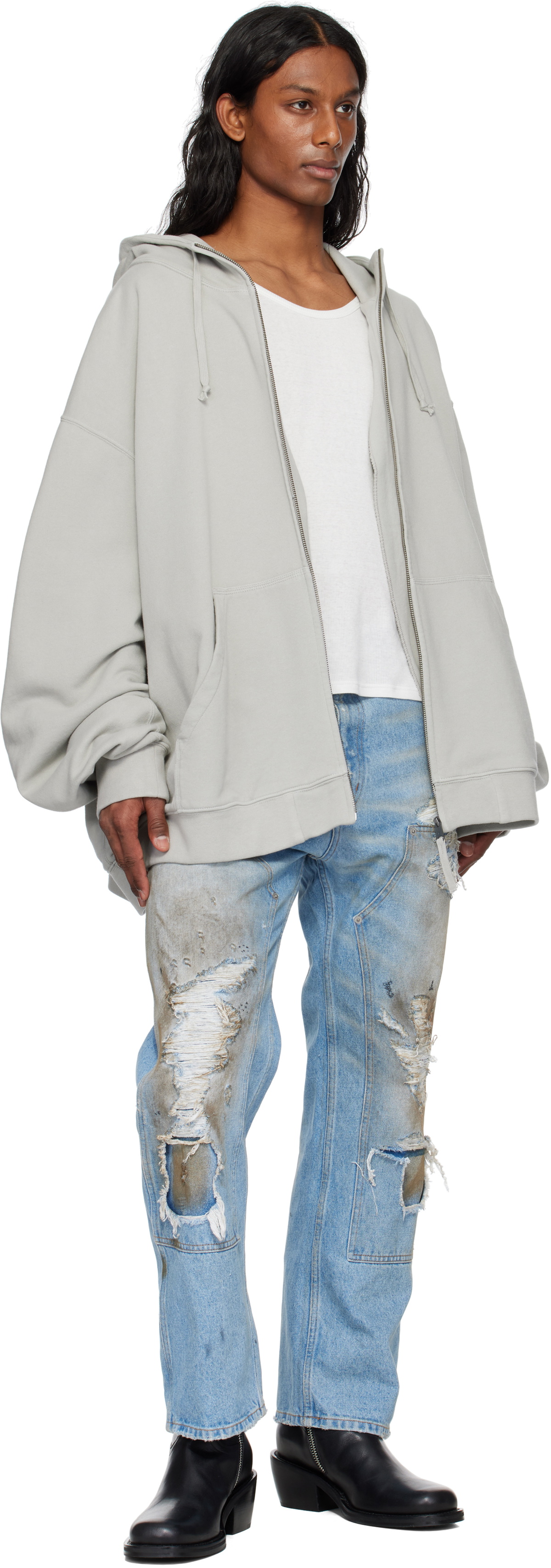 Maison Margiela Gray Numeric Logo Hoodie