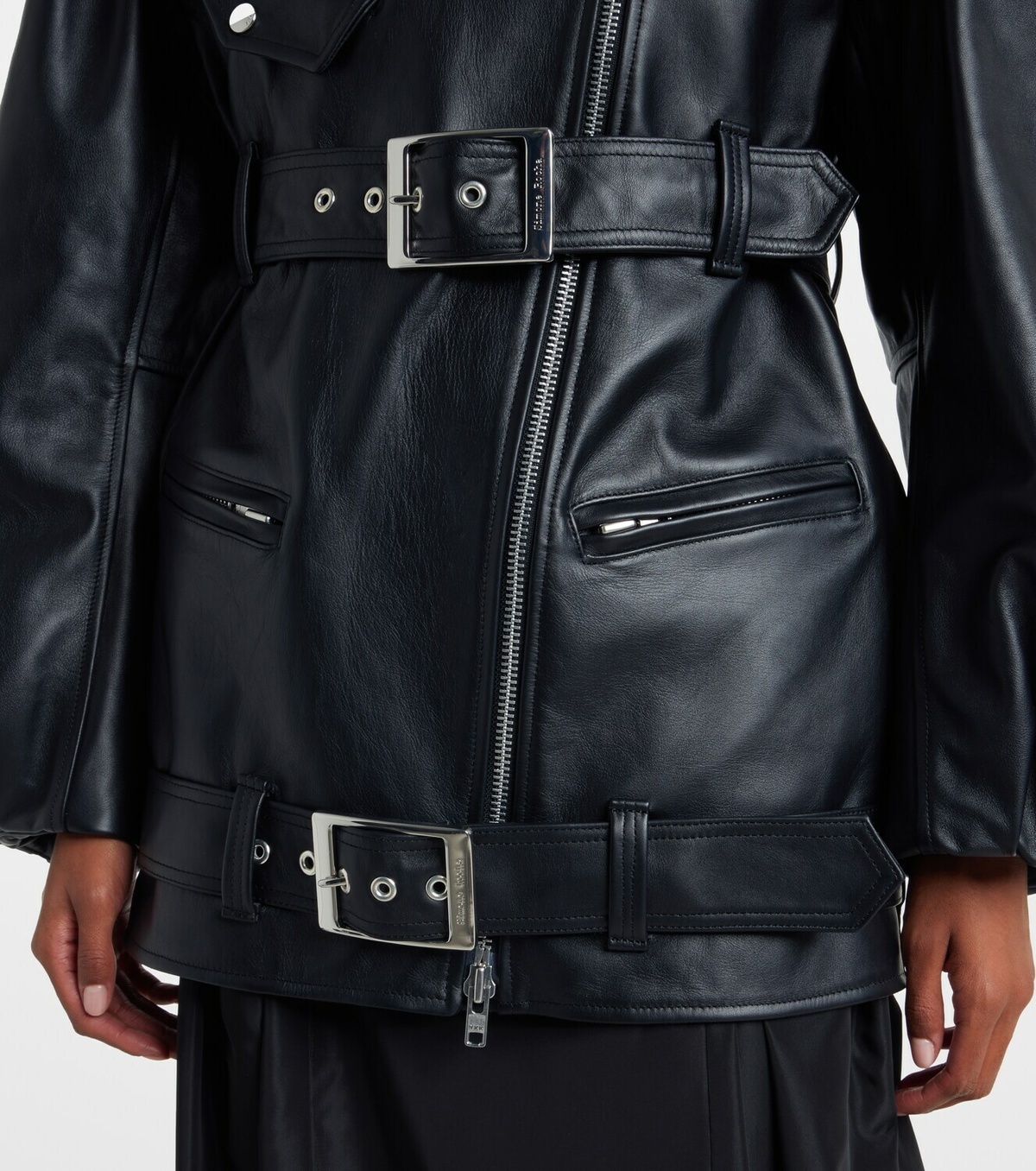 Simone Rocha Belted leather biker jacket