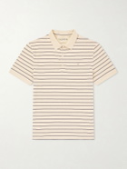 Valentino Garavani - VLogo Striped Cotton-Piqué Polo Shirt - Neutrals