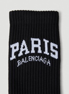 Paris Logo Ribbed Socks in Black