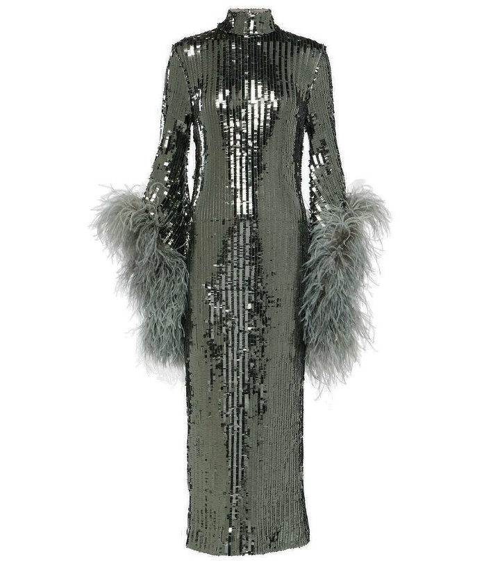 Photo: Taller Marmo Del Rio feather-trimmed sequined midi dress