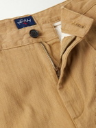 Noah - Straight-Leg Pleated Herringbone Cotton Trousers - Neutrals