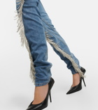 Mugler - Spiral tassel-trimmed skinny jeans