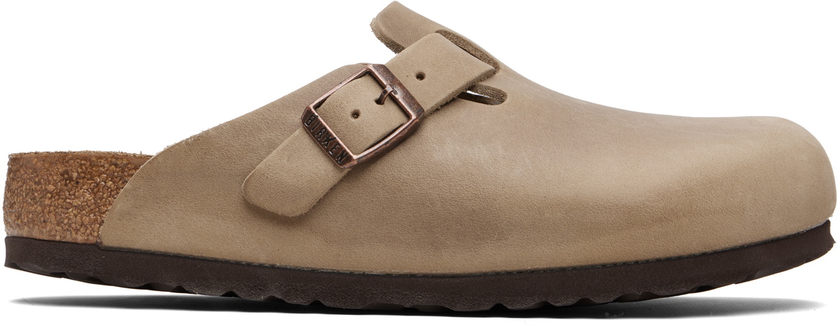 Birkenstock Beige Regular Boston Oiled Leather Slip-on Loafers