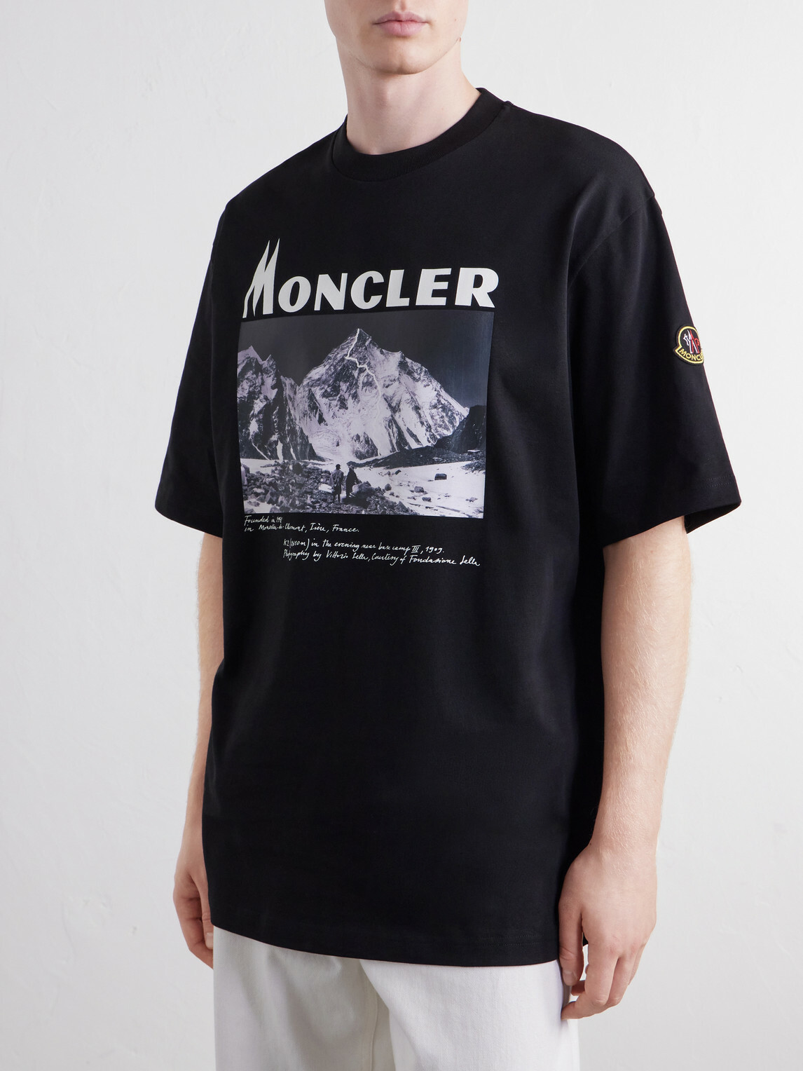 Moncler - Logo-Print Cotton-Jersey T-Shirt - Black