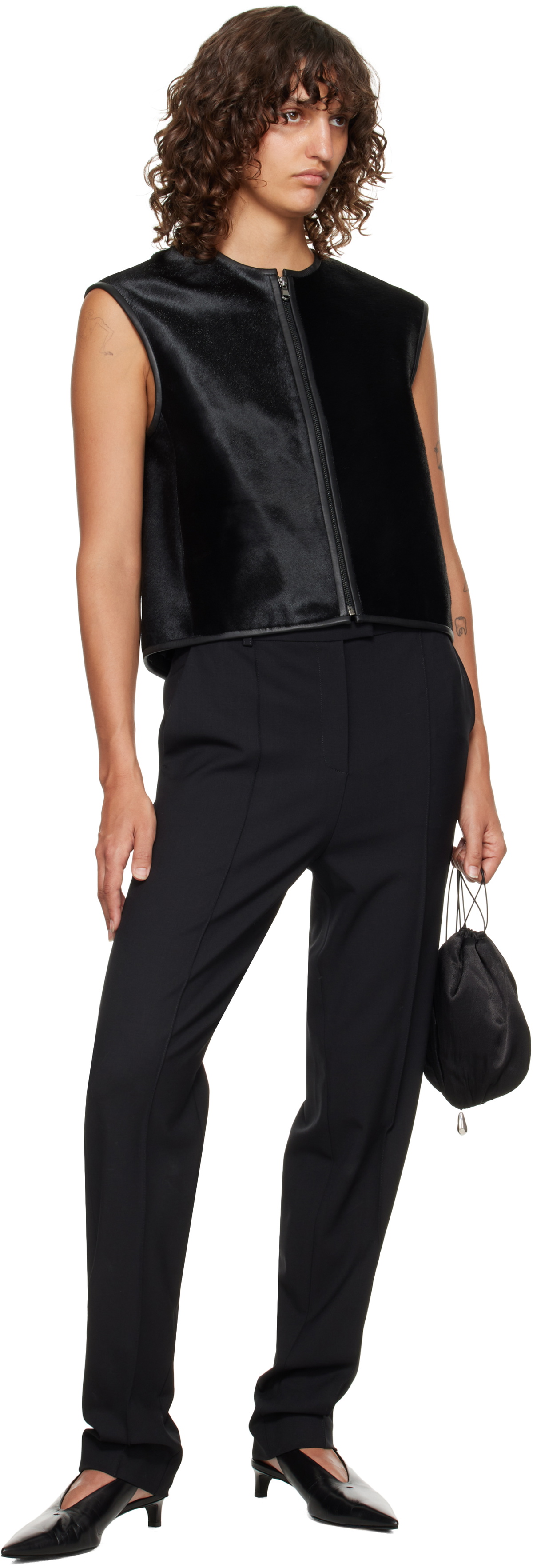 Loulou de Saison Black Ampas Pony-Effect Leather Vest