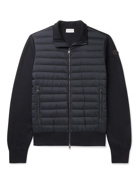 MONCLER - Slim-Fit Panelled Cotton-Blend and Quilted Shell Down Zip-Up Cardigan - Blue - M