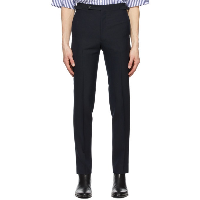 Photo: Husbands Navy Fresco Tapered High-Waisted Trousers