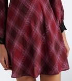 Rixo Carolina plaid lace-trimmed minidress