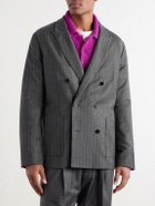 NN07 - Jordin 10052 Pinstripe Double-Breasted Suit Jacket - Gray