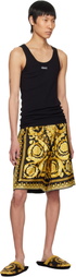 Versace Underwear Black Logo Ribbed Tank Top